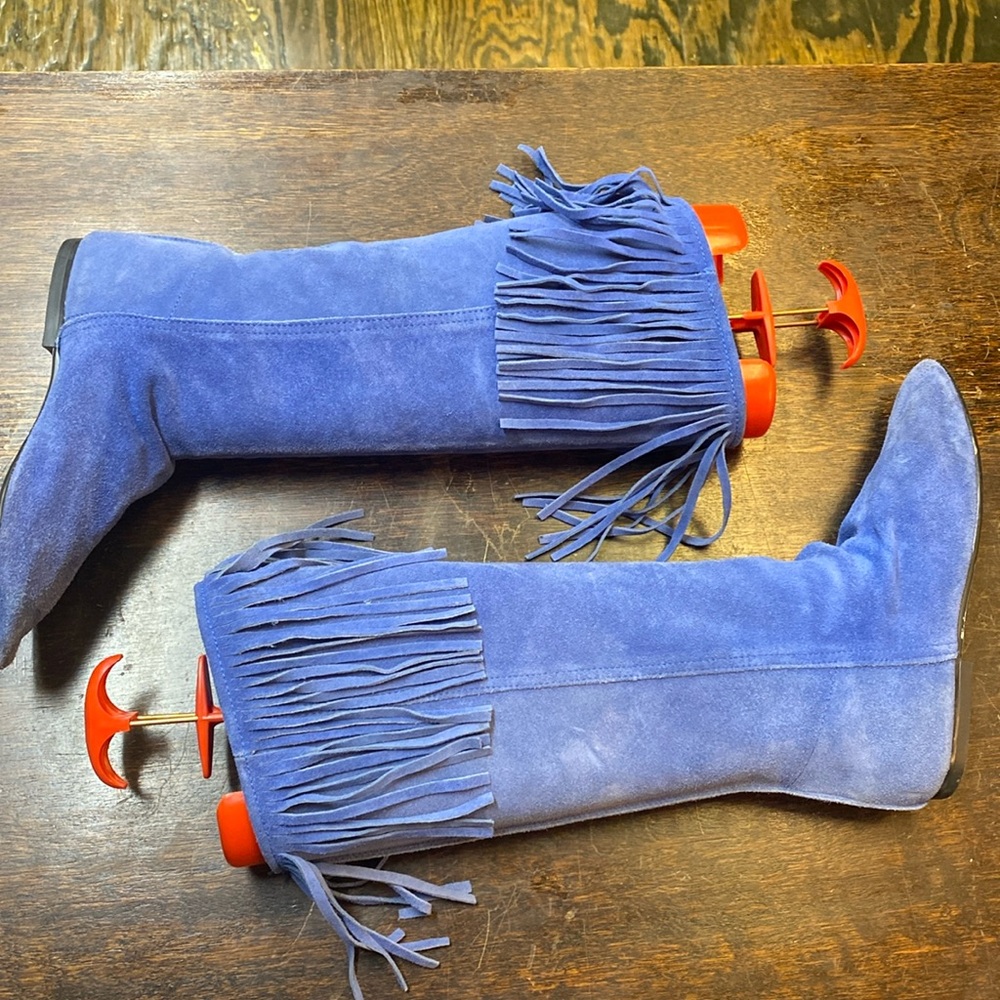 Tall suede fringed boots